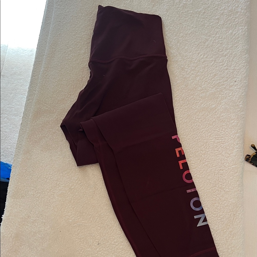 Lululemon Athletica Dark Red Leggings with Colorful Side Logo